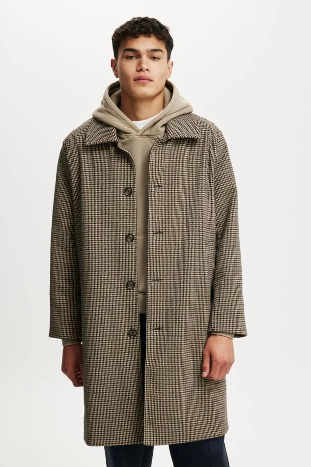 Cotton On Jackets Trench Coat Houndstooth Check 8211 Men Cotton On Jackets Trench Coat Houndstooth Check 8211 Men