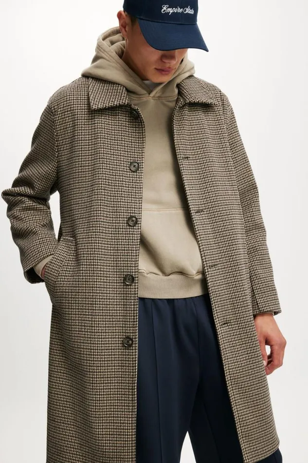 Cotton On Jackets Trench Coat Houndstooth Check 8211 Men Cotton On Jackets Trench Coat Houndstooth Check 8211 Men