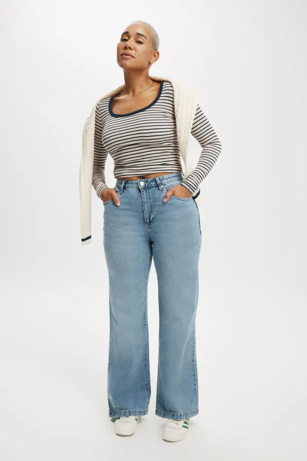 Cotton On Jeans Curvy Stretch Wide Jean Bells Blue 8211 Women
