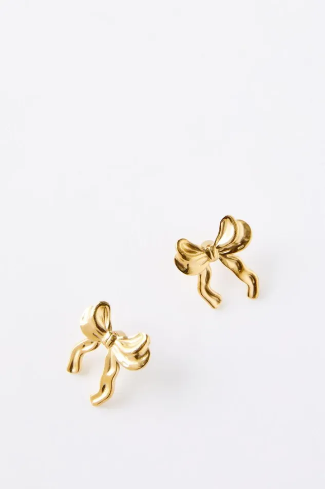 Cotton On Jewelry Waterproof Mid Charm Earring Gold Plated Bow 8211 Women