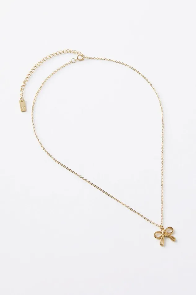 Cotton On Jewelry Waterproof Pendant Necklace Gold Plated Bow 8211 Women