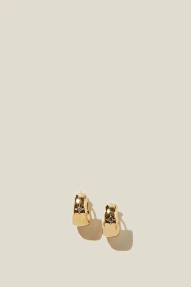 Cotton On Jewelry Waterproof Small Hoop Earring Gold Plated Dome 8211 Women
