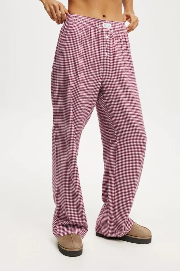 Cotton On Pajamas Flannel Boyfriend Boxer Pant Sammi Check Red 8211 Women