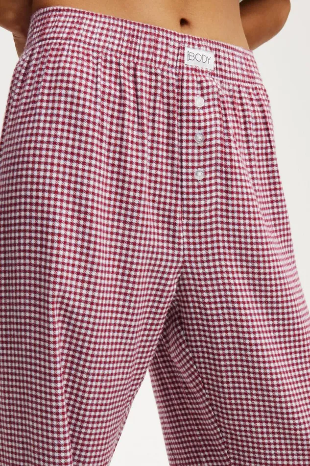 Cotton On Pajamas Flannel Boyfriend Boxer Pant Sammi Check Red 8211 Women