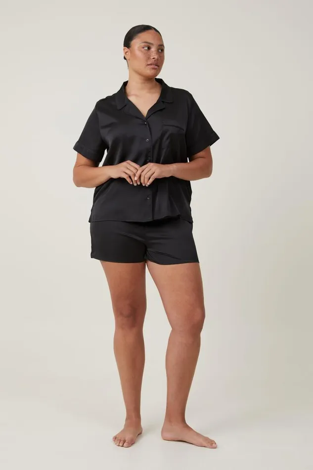 Cotton On Pajamas Staycay Satin Sleep Set Black 8211 Women Cotton On Pajamas Staycay Satin Sleep Set Black 8211 Women