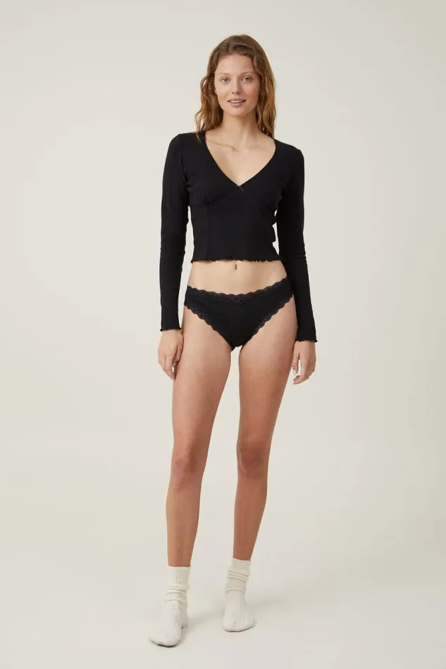 Cotton On Panties Organic Cotton Lace Bikini Brief Black Pointelle 8211 Women Cotton On Panties Organic Cotton Lace Bikini Brief Black Pointelle 8211 Women