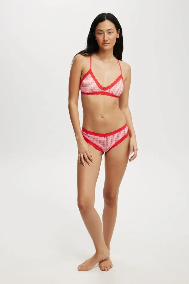 Cotton On Panties Organic Cotton Lace Cheeky Brief Lola Check Redpink 8211 Women