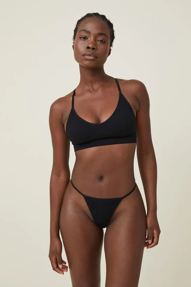Cotton On Panties Seamless Rib Tanga G String Brief Black 8211 Women