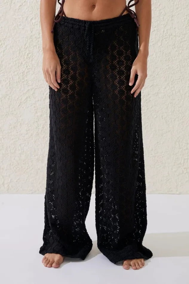 Cotton On Pants Crochet Beach Pant Blackcrochet 8211 Women