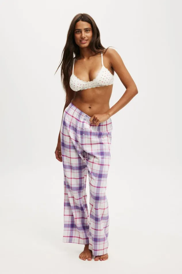 Cotton On Pants Flannel Boyfriend Boxer Pant Toni Checkchambray And Pink 8211 Women