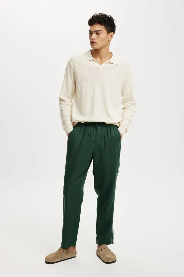 Cotton On Pants Linen Pant Trekking Green Piping 8211 Men