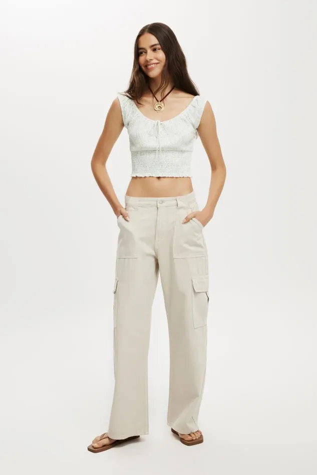 Cotton On Pants Relaxed Cargo Jean Soft Taupe 8211 Women
