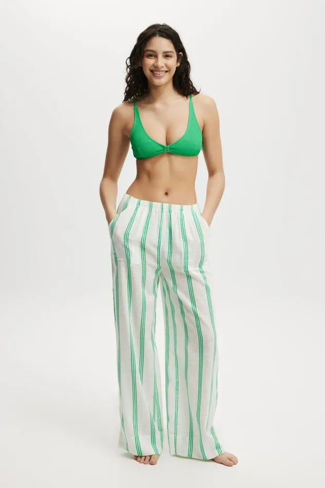 Cotton On Pants Relaxed Pocket Beach Pant Palm Leaf Stripe 8211 Women