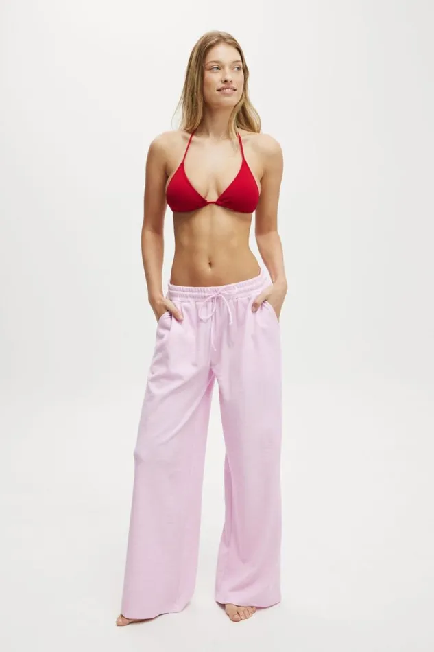 Cotton On Pants Rib Wide Leg Beach Pant Pale Pink 8211 Women