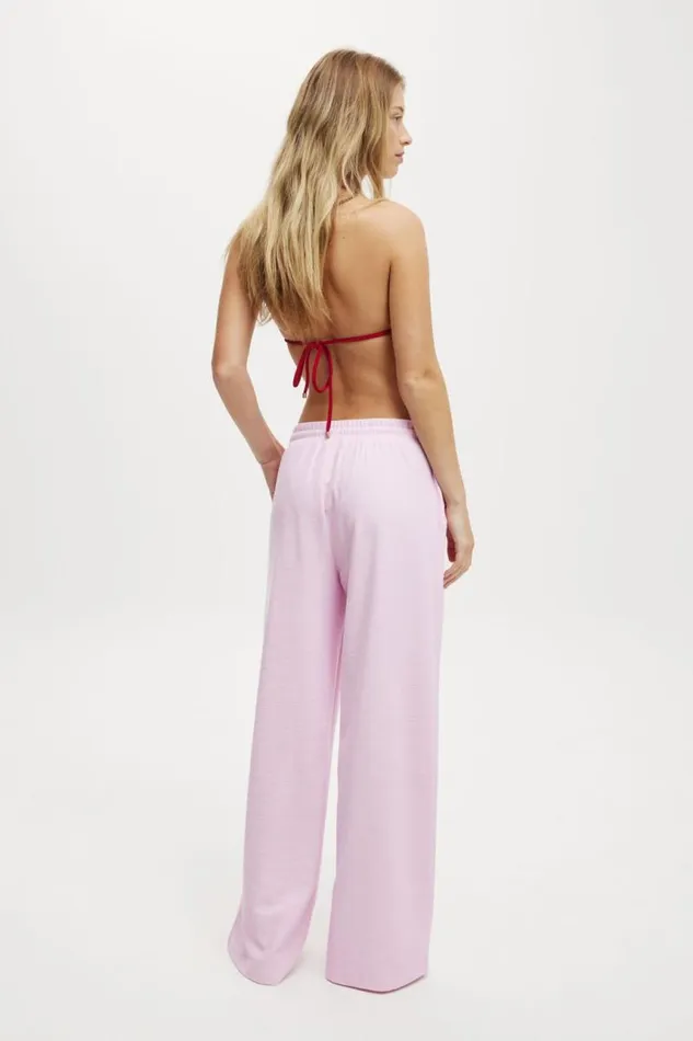 Cotton On Pants Rib Wide Leg Beach Pant Pale Pink 8211 Women