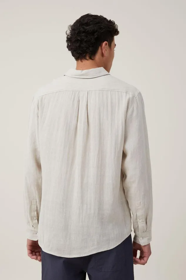Cotton On Shirts and Polos Linen Long Sleeve Shirt Oatmeal 8211 Men Cotton On Shirts and Polos Linen Long Sleeve Shirt Oatmeal 8211 Men