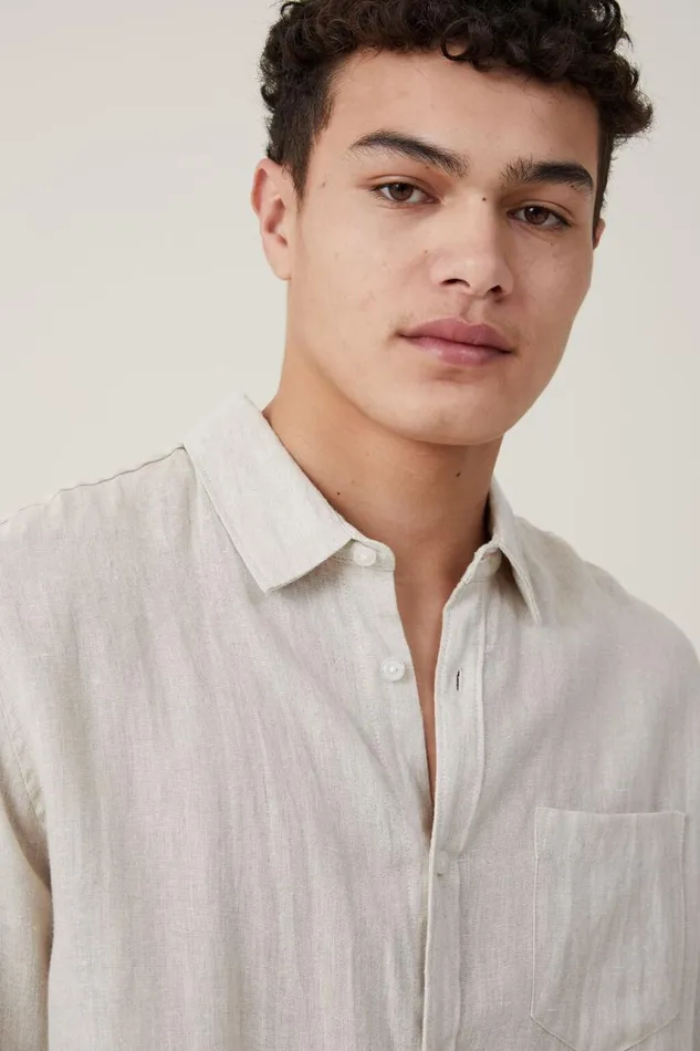 Cotton On Shirts and Polos Linen Long Sleeve Shirt Oatmeal 8211 Men Cotton On Shirts and Polos Linen Long Sleeve Shirt Oatmeal 8211 Men