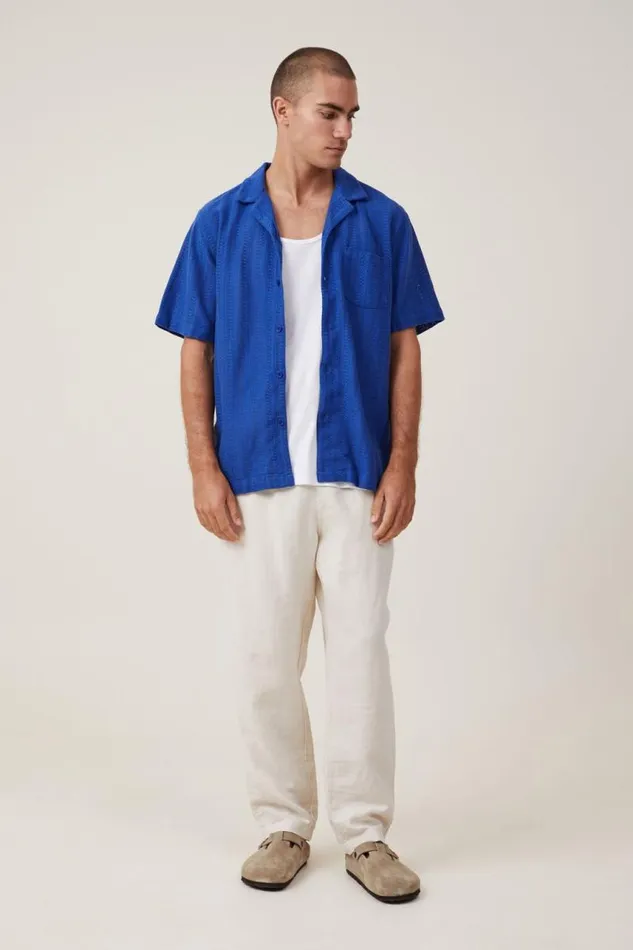Cotton On Shirts and Polos Palma Short Sleeve Shirt Cobalt Pattern 8211 Men Cotton On Shirts and Polos Palma Short Sleeve Shirt Cobalt Pattern 8211 Men