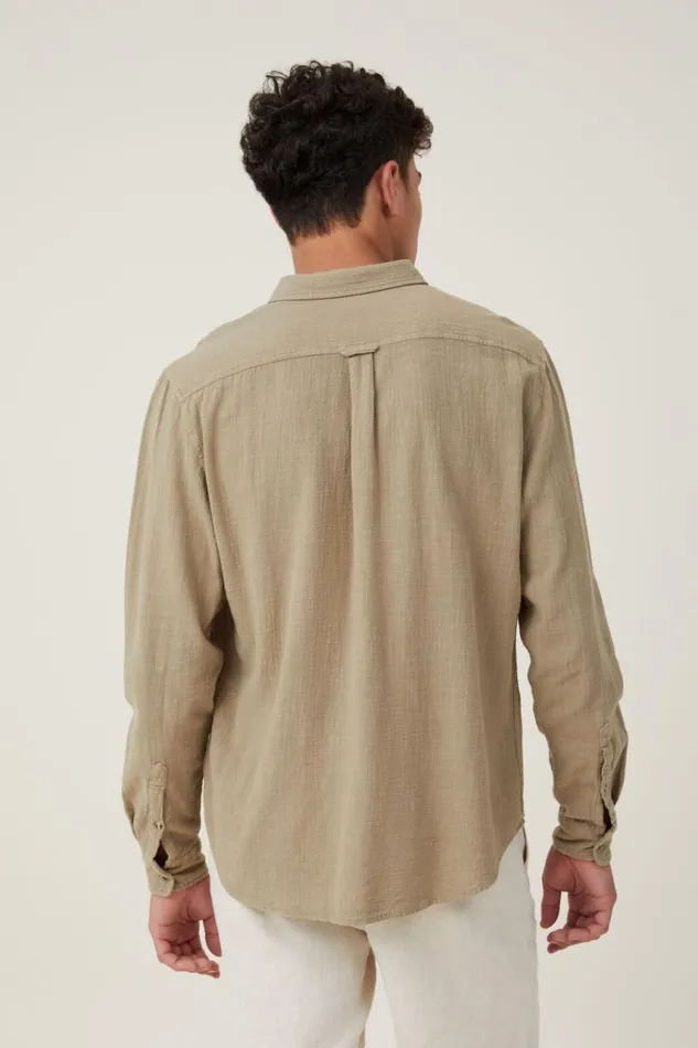 Cotton On Shirts and Polos Portland Long Sleeve Shirt Moss Cheesecloth 8211 Men Cotton On Shirts and Polos Portland Long Sleeve Shirt Moss Cheesecloth 8211 Men