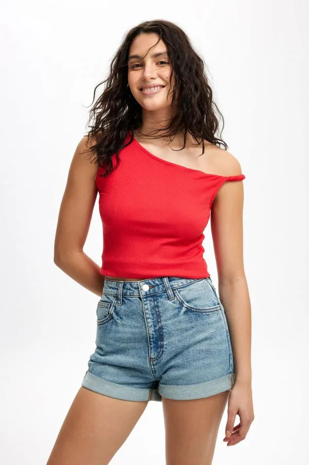 Cotton On Shorts High Rise Classic Stretch Denim Short Lake Blue 8211 Women