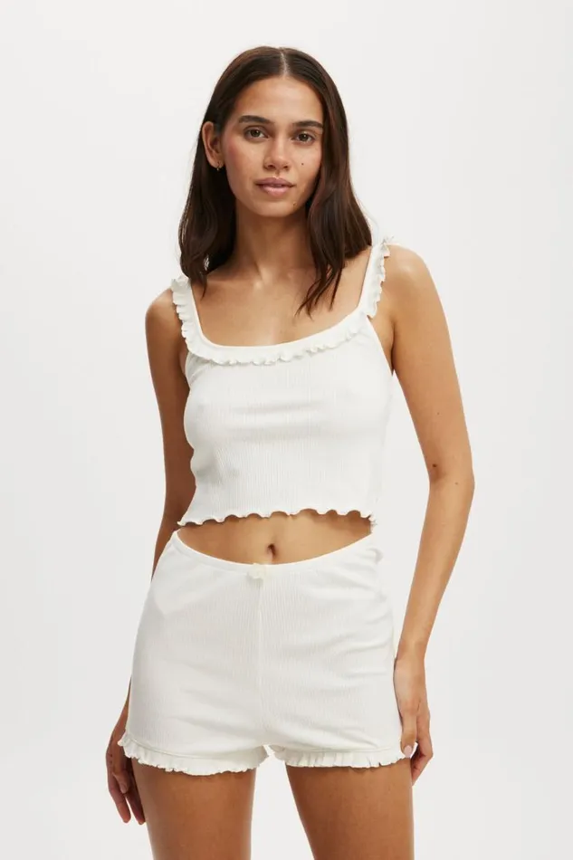 Cotton On Shorts Rib Ruffle Short Coconut Milk 8211 Women Cotton On Shorts Rib Ruffle Short Coconut Milk 8211 Women