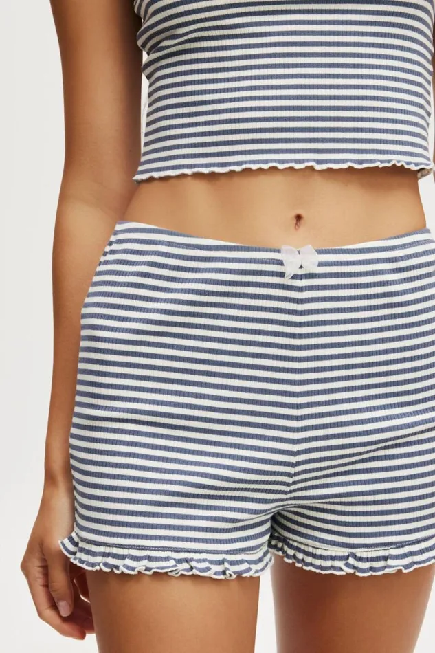 Cotton On Shorts Rib Ruffle Short Infinity Blue Louise Stripe 8211 Women Cotton On Shorts Rib Ruffle Short Infinity Blue Louise Stripe 8211 Women
