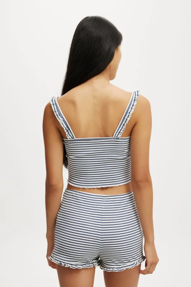 Cotton On Shorts Rib Ruffle Short Infinity Blue Louise Stripe 8211 Women Cotton On Shorts Rib Ruffle Short Infinity Blue Louise Stripe 8211 Women