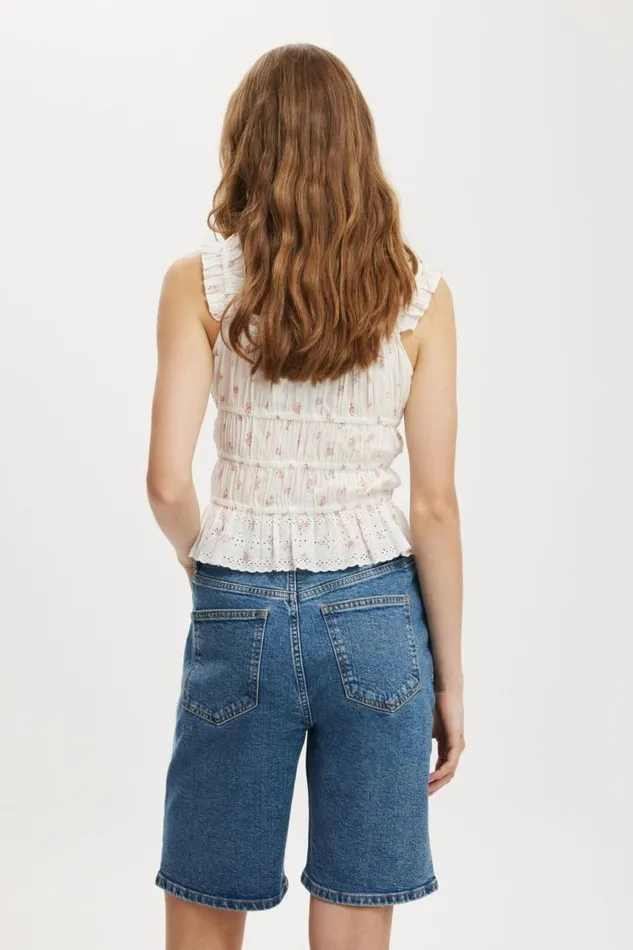Cotton On Shorts Stretch Denim Bermuda Short Sea Blue 8211 Women