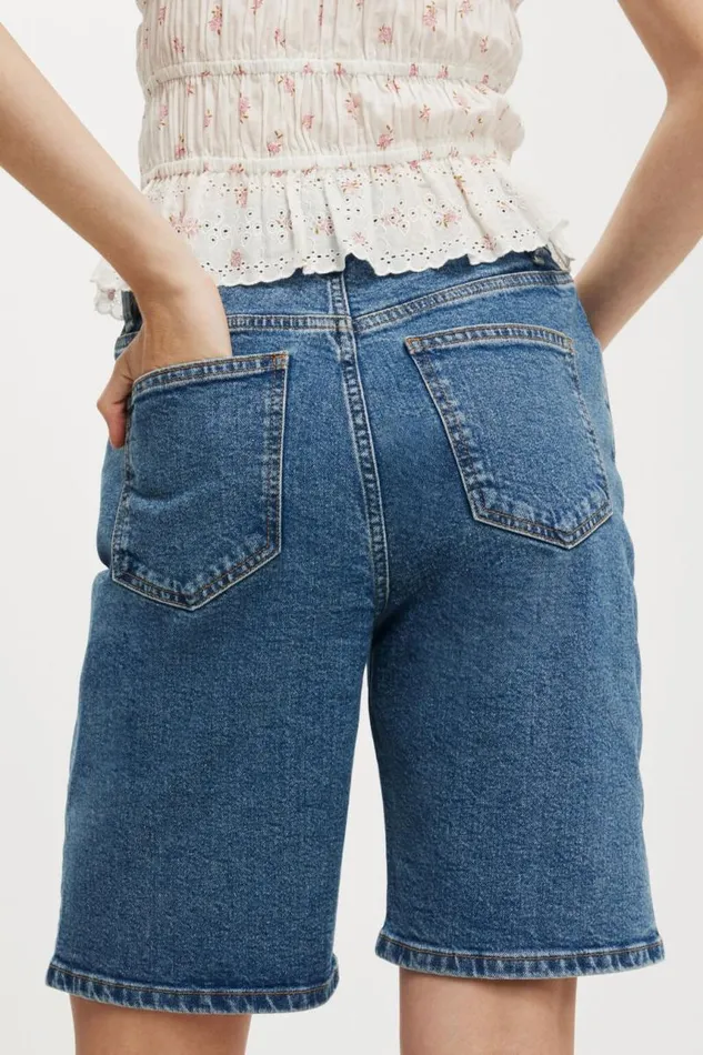 Cotton On Shorts Stretch Denim Bermuda Short Sea Blue 8211 Women