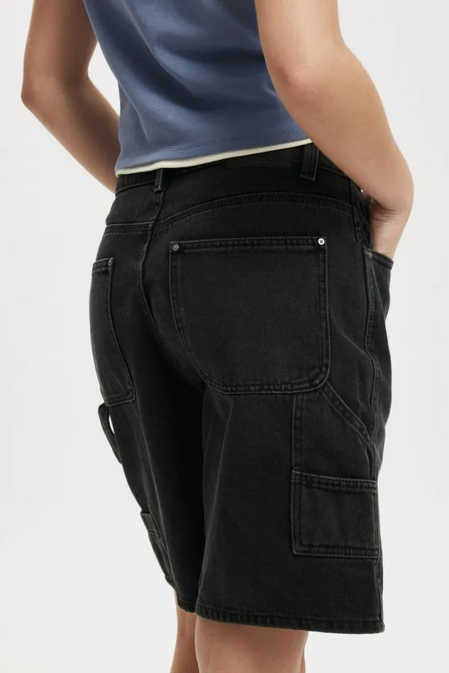 Cotton On Shorts Super Baggy Carpenter Denim Jort Graphite Black 8211 Women