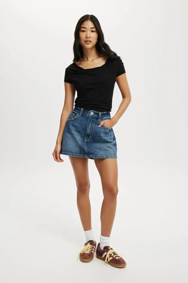 Cotton On Skirts Denim Mini Skirt Pure Bluestud 8211 Women Cotton On Skirts Denim Mini Skirt Pure Bluestud 8211 Women