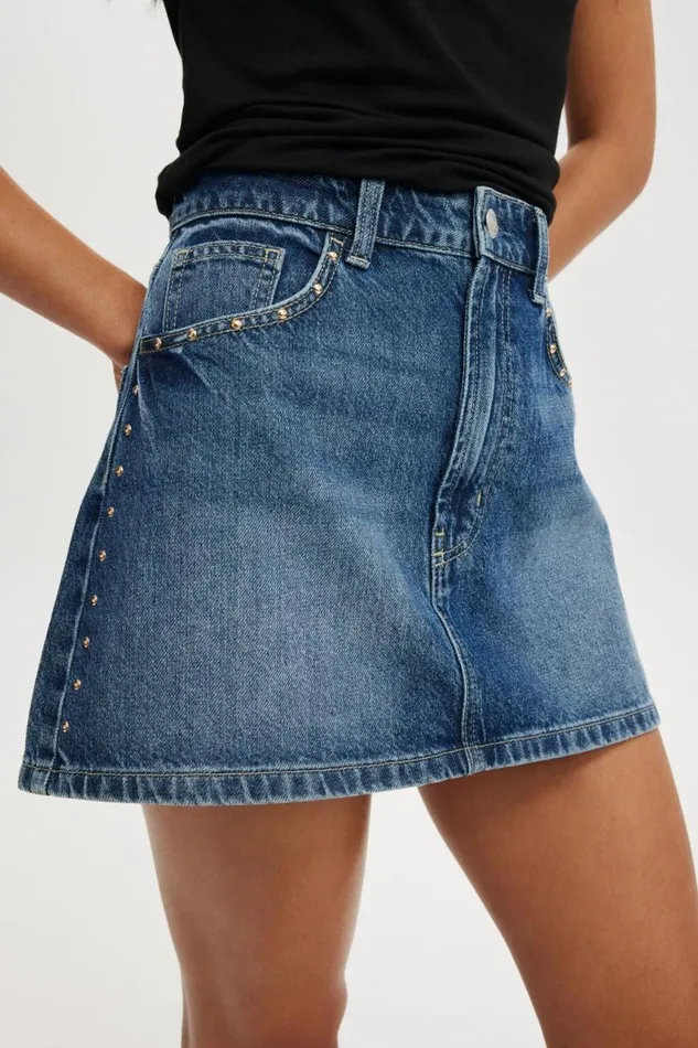 Cotton On Skirts Denim Mini Skirt Pure Bluestud 8211 Women Cotton On Skirts Denim Mini Skirt Pure Bluestud 8211 Women