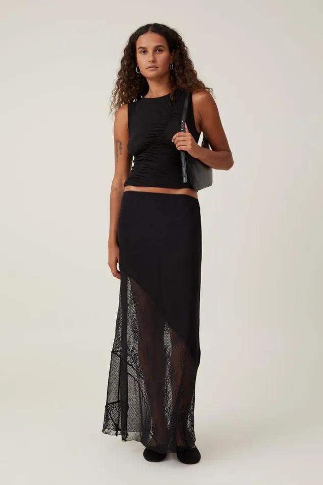 Cotton On Skirts Lace Panel Maxi Skirt Black 8211 Women