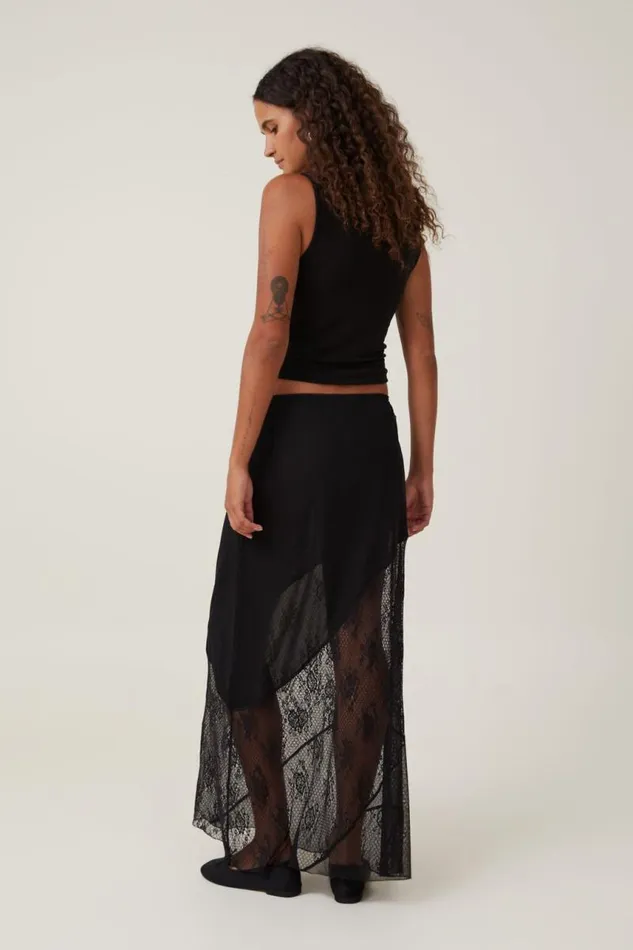 Cotton On Skirts Lace Panel Maxi Skirt Black 8211 Women