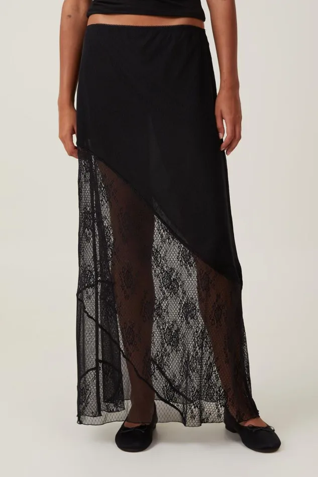 Cotton On Skirts Lace Panel Maxi Skirt Black 8211 Women