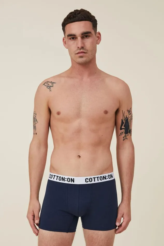 Cotton On Socks and Underwear Mens Organic Cotton Trunks True Navywhiteblack 8211 Men
