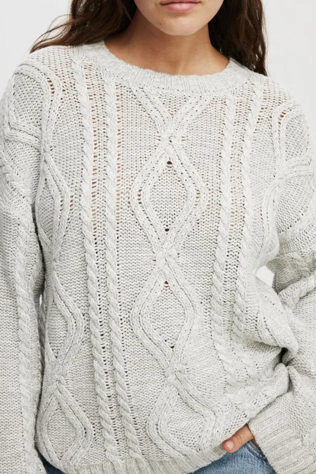 Cotton On SweatersandCardigans Oversized Cable Sweater Grey Marle 8211 Women Cotton On SweatersandCardigans Oversized Cable Sweater Grey Marle 8211 Women