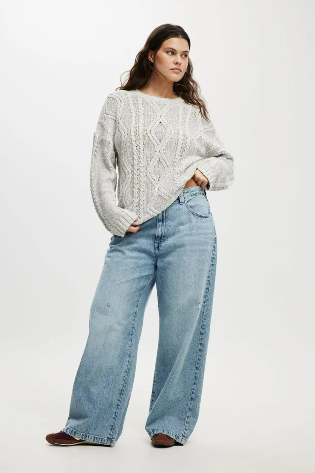 Cotton On SweatersandCardigans Oversized Cable Sweater Grey Marle 8211 Women Cotton On SweatersandCardigans Oversized Cable Sweater Grey Marle 8211 Women