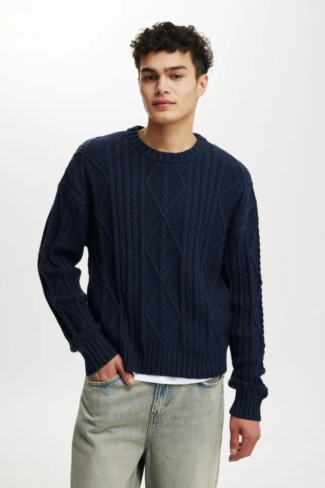 Cotton On Sweaters Cable Knit Crew Ink Cable 8211 Men