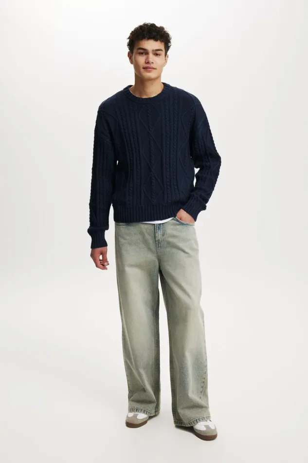 Cotton On Sweaters Cable Knit Crew Ink Cable 8211 Men Cotton On Sweaters Cable Knit Crew Ink Cable 8211 Men