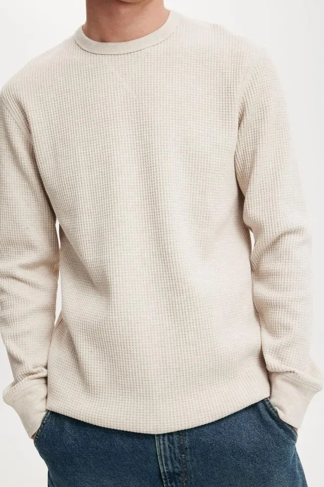 Cotton On Sweaters Chunky Waffle Long Sleeve Tshirt Oatmeal Marle 8211 Men Cotton On Sweaters Chunky Waffle Long Sleeve Tshirt Oatmeal Marle 8211 Men