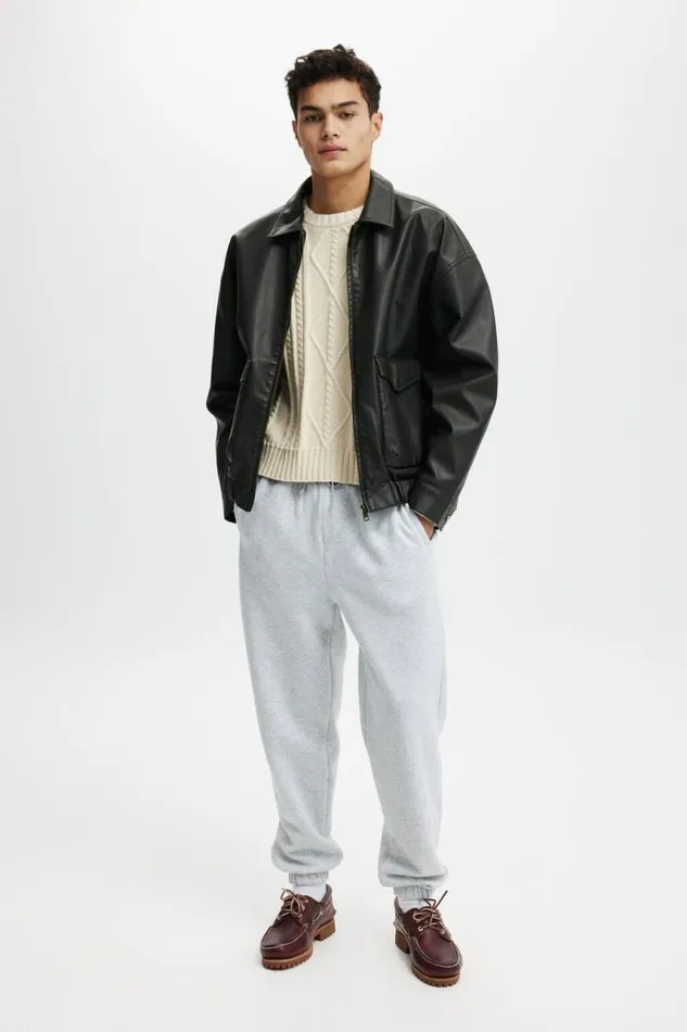 Cotton On Sweats and Hoodies Baggy Cuffed Track Pant Grey Marle 8211 Men