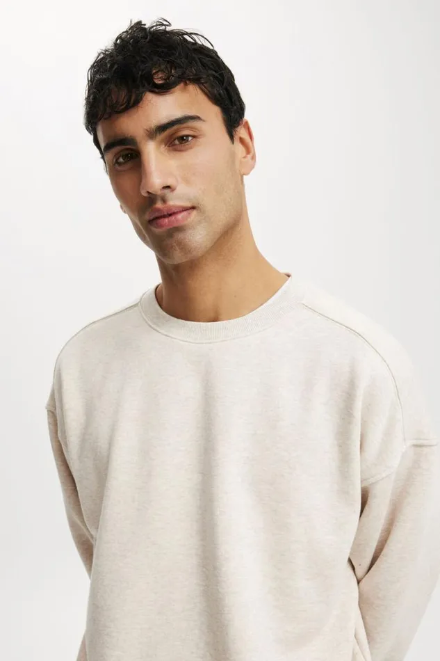 Cotton On Sweats and Hoodies Box Fit Crew Sweater Oatmeal Marle 8211 Men Cotton On Sweats and Hoodies Box Fit Crew Sweater Oatmeal Marle 8211 Men