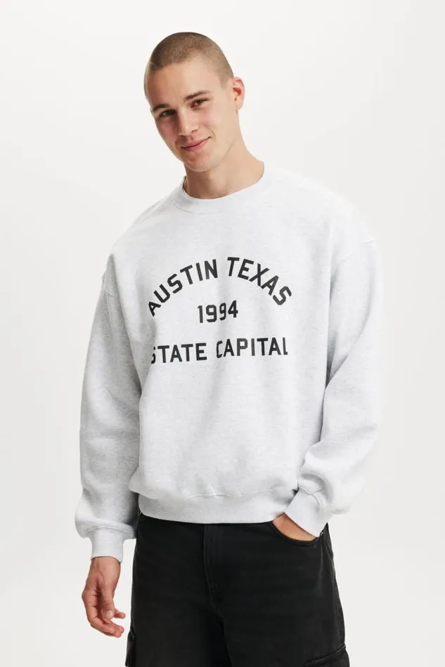 Cotton On Sweats and Hoodies Box Fit Graphic Crew Sweater Athletic Marleaustin Texas 8211 Men Cotton On Sweats and Hoodies Box Fit Graphic Crew Sweater Athletic Marleaustin Texas 8211 Men