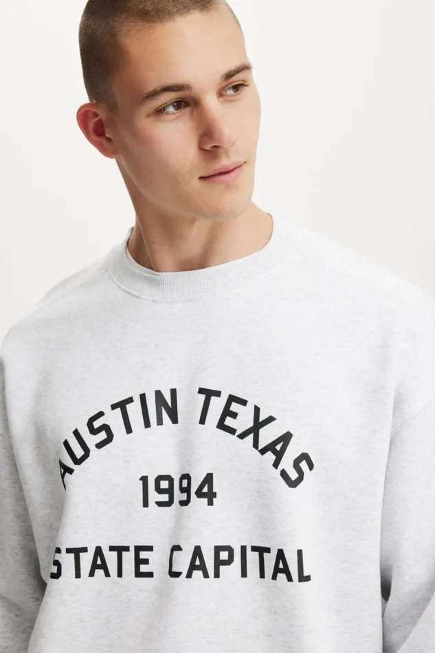 Cotton On Sweats and Hoodies Box Fit Graphic Crew Sweater Athletic Marleaustin Texas 8211 Men Cotton On Sweats and Hoodies Box Fit Graphic Crew Sweater Athletic Marleaustin Texas 8211 Men