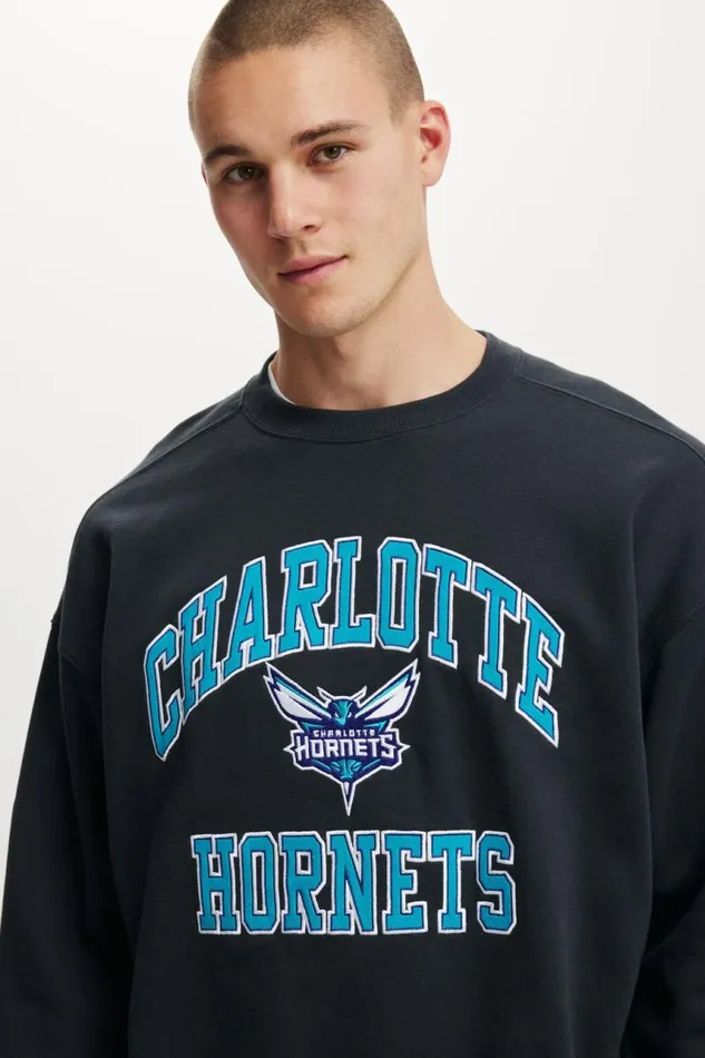 Cotton On Sweats and Hoodies Box Fit Nba Crew Sweater Lcn Nba Washed Black Hornets 8211 Applique 8211 Men Cotton On Sweats and Hoodies Box Fit Nba Crew Sweater Lcn Nba Washed Black Hornets 8211 Applique 8211 Men