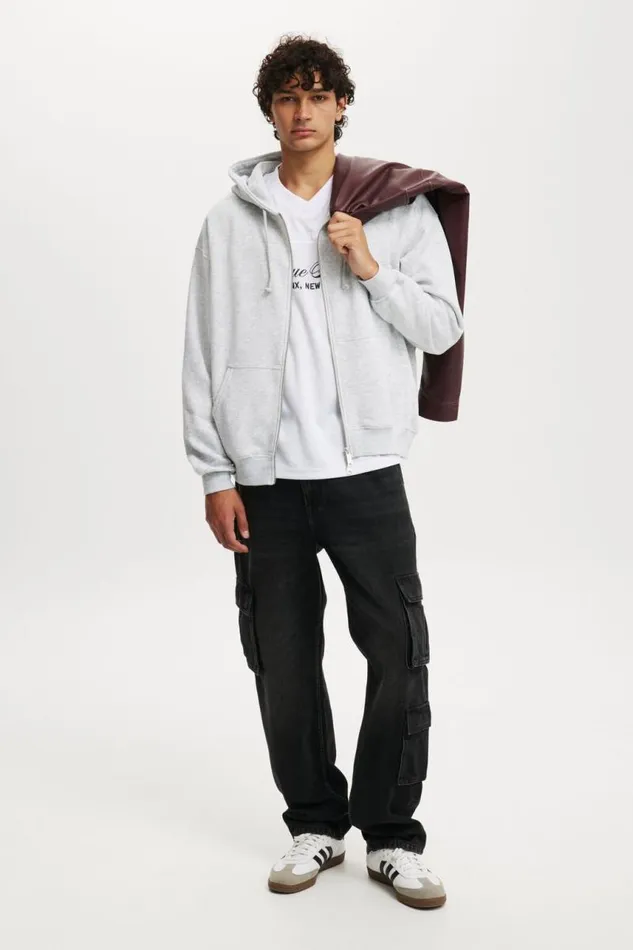 Cotton On Sweats and Hoodies Box Fit Zip Up Hoodie Grey Marle Two Way Zip 8211 Men Cotton On Sweats and Hoodies Box Fit Zip Up Hoodie Grey Marle Two Way Zip 8211 Men