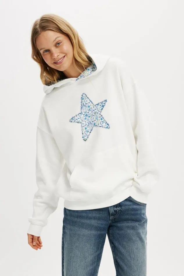 Cotton On SweatsandHoodies Classic Hoodie With Liberty Fabric Graphic Starwhite 8211 Women Cotton On SweatsandHoodies Classic Hoodie With Liberty Fabric Graphic Starwhite 8211 Women