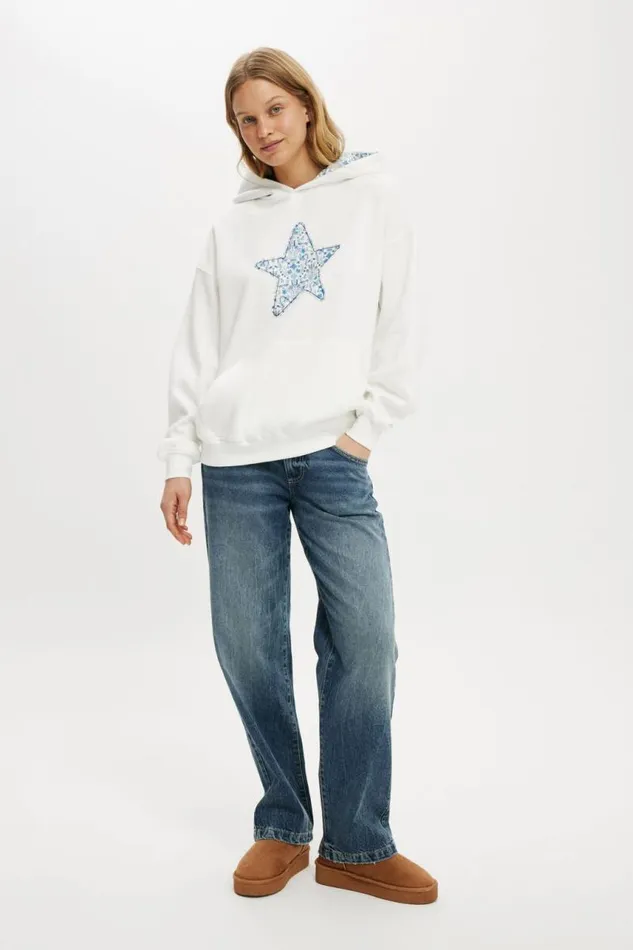 Cotton On SweatsandHoodies Classic Hoodie With Liberty Fabric Graphic Starwhite 8211 Women Cotton On SweatsandHoodies Classic Hoodie With Liberty Fabric Graphic Starwhite 8211 Women