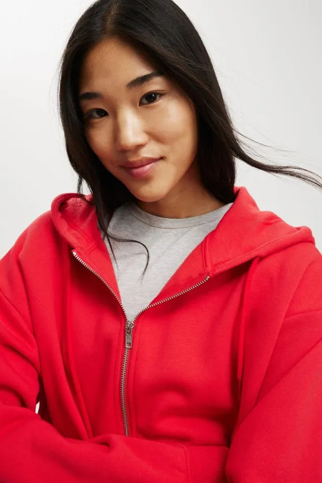 Cotton On SweatsandHoodies Classic ZipThrough Hoodie Scarlet Red 8211 Women Cotton On SweatsandHoodies Classic ZipThrough Hoodie Scarlet Red 8211 Women